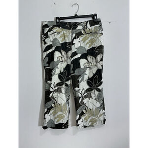 Womans Chicos Gray Black Sage Wide Leg Cropped Pants Size 2.5